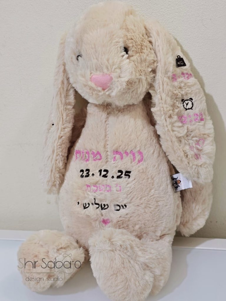 ארנב עם תעודת לידה ארנב עם פרטי לידה של התינוק תעודת לידה מעוצבת לתינוק